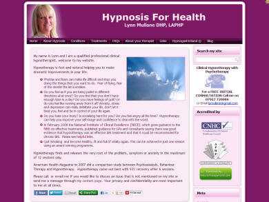 Hypnosis For Health website image